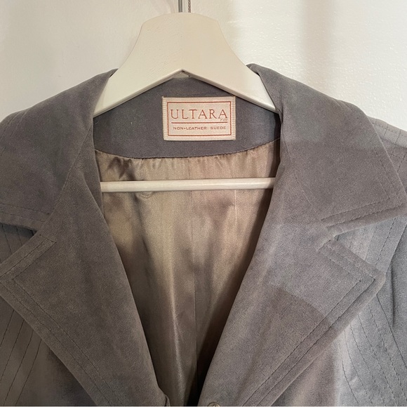 Vintage Soft Grey Vegan Suede Coat - Picture 3 of 7